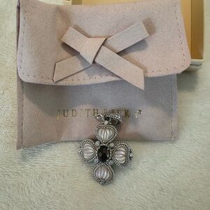 Judith Jack Silver-tone Cross Pendant with Pearl Accents